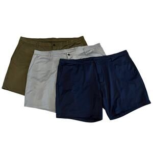Zelos Lot of 3 Casual Flat Front 7" Shorts 44 Perforance Lightweight Sporty